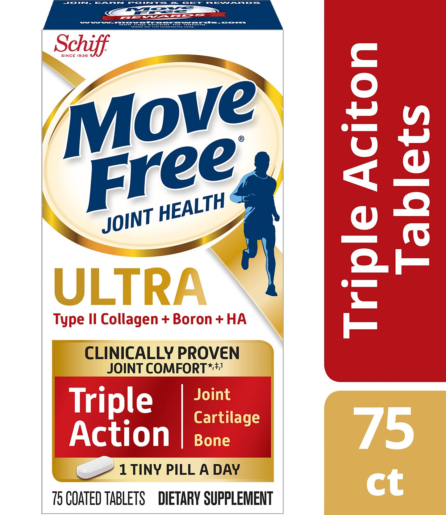 Move Free Type II Collagen, Boron & HA Ultra Triple Action Tablets, 225 Count