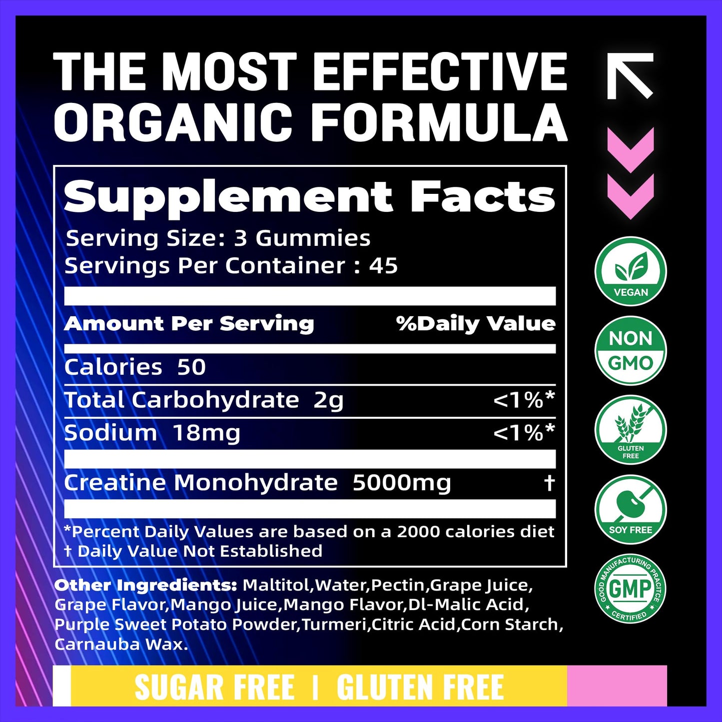 PURESTVITS Creatine Monohydrate Gummies 135 Count