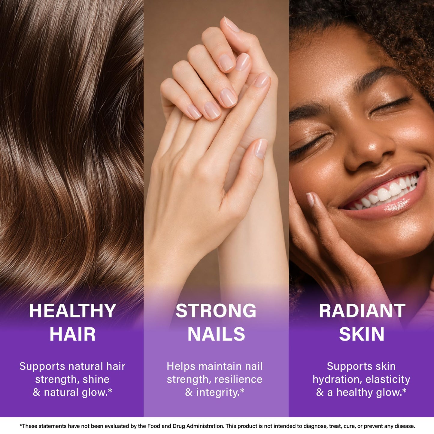 NUTRAHARMONY Biotin Collagen Hyaluronic Acid Keratin Hair Growth & Strength Support Vitamins - Skin & Nails Supplement - Clinically Tested for Men & Women - 25000mcg B1, B2, B3, B6 & B7, 60 Capsules