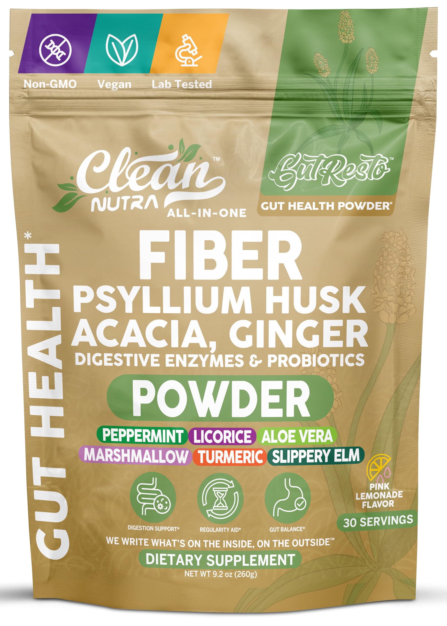 Clean Nutraceuticals GutResto Fiber Supplement Powder, 6.7