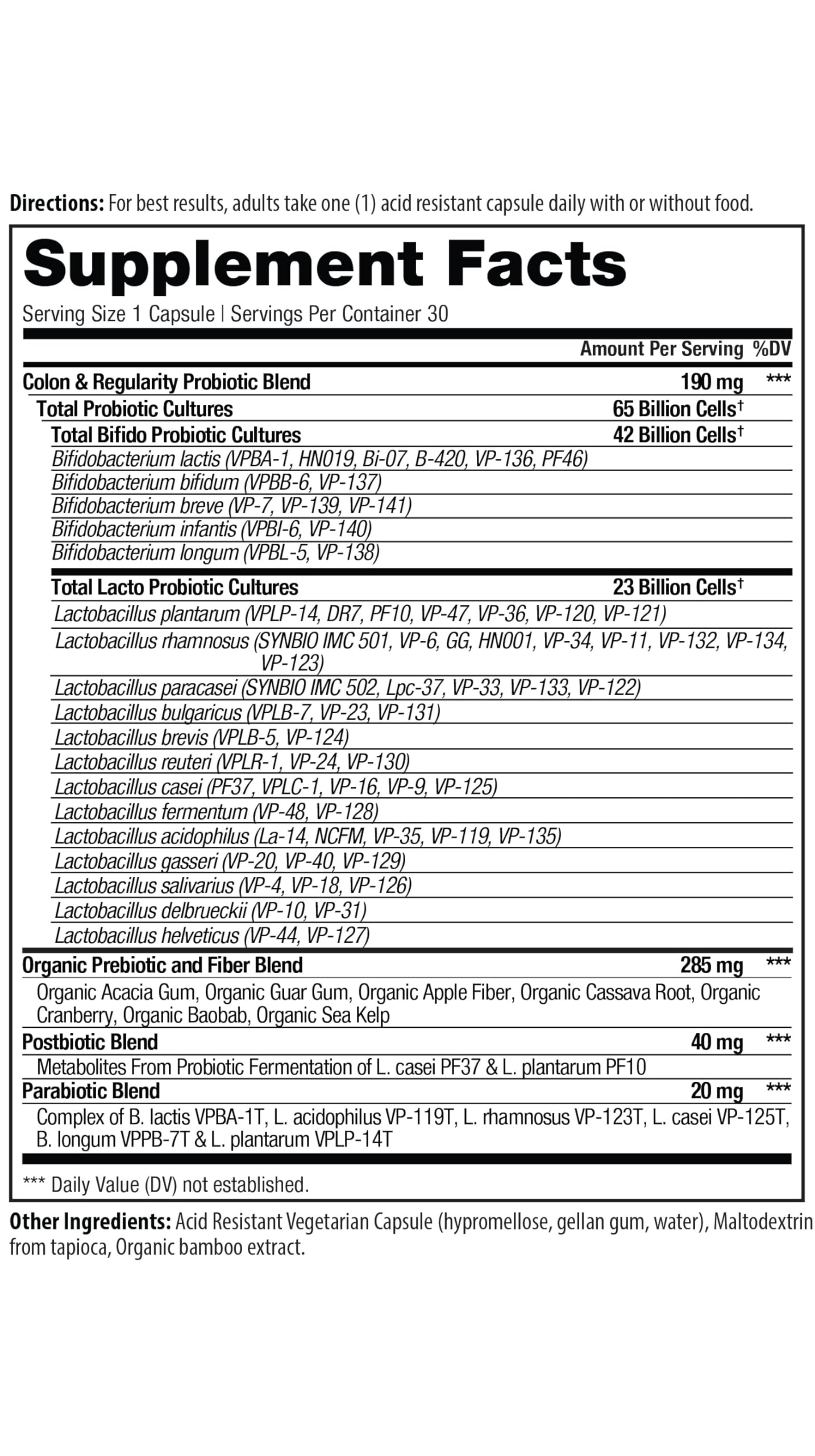 Vital Planet Vital Pro Naturals - Colon & Regularity Probiotics + Prebiotics, Postbiotics, Parabiotics, 4-in-1 Health Supplement for Adults Capsule, 30 Count