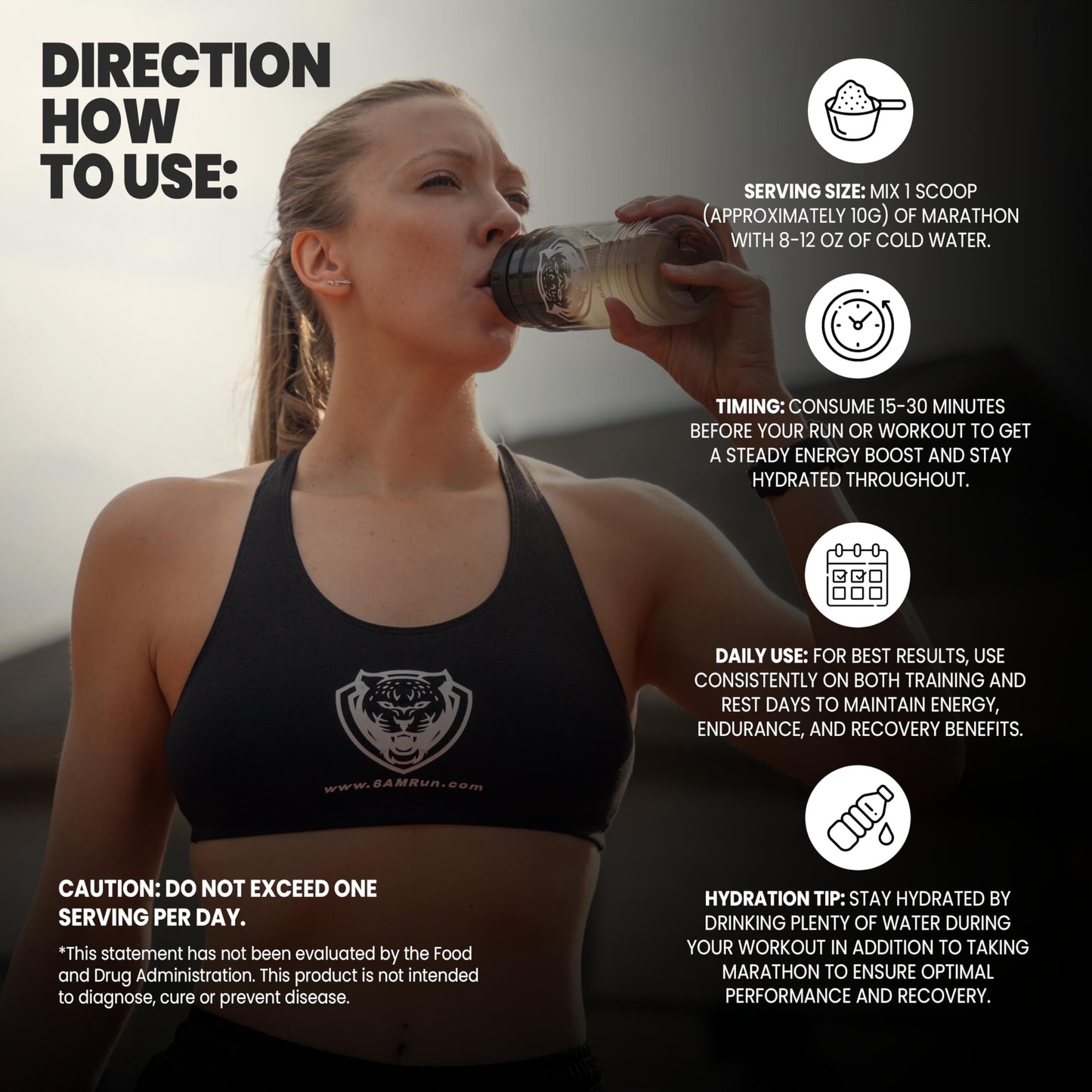 6AM Run Amino Energy with BCAAs Powder, 12.7 oz
