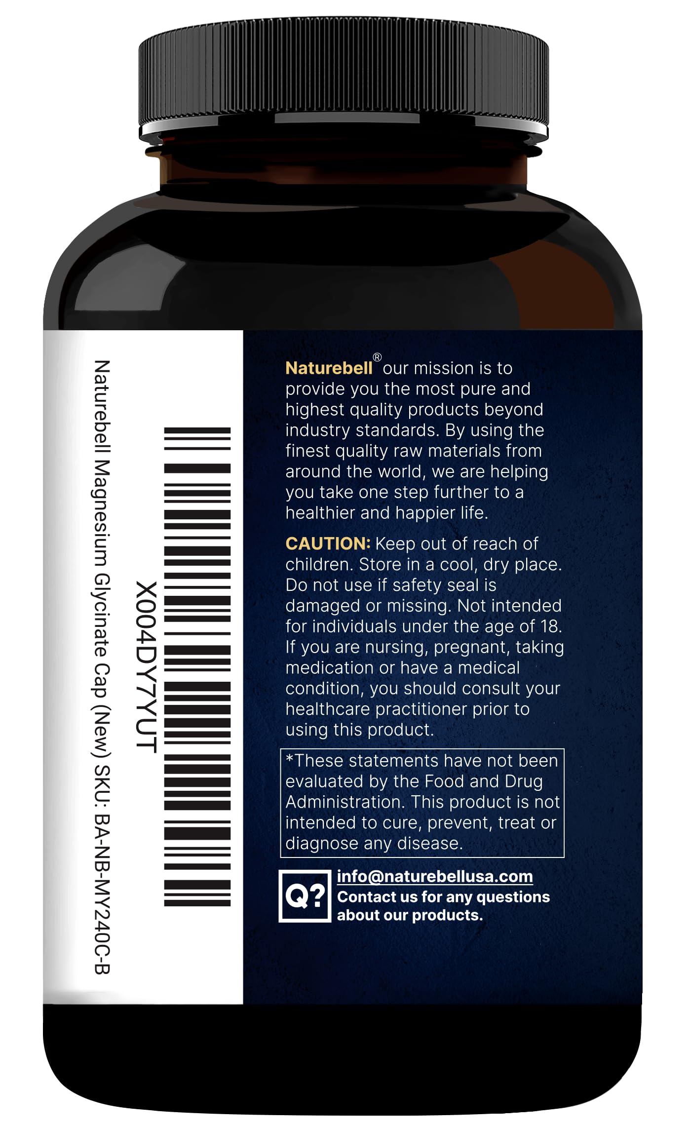 NatureBell Magnesium Glycinate 500mg Capsules, 240 Count