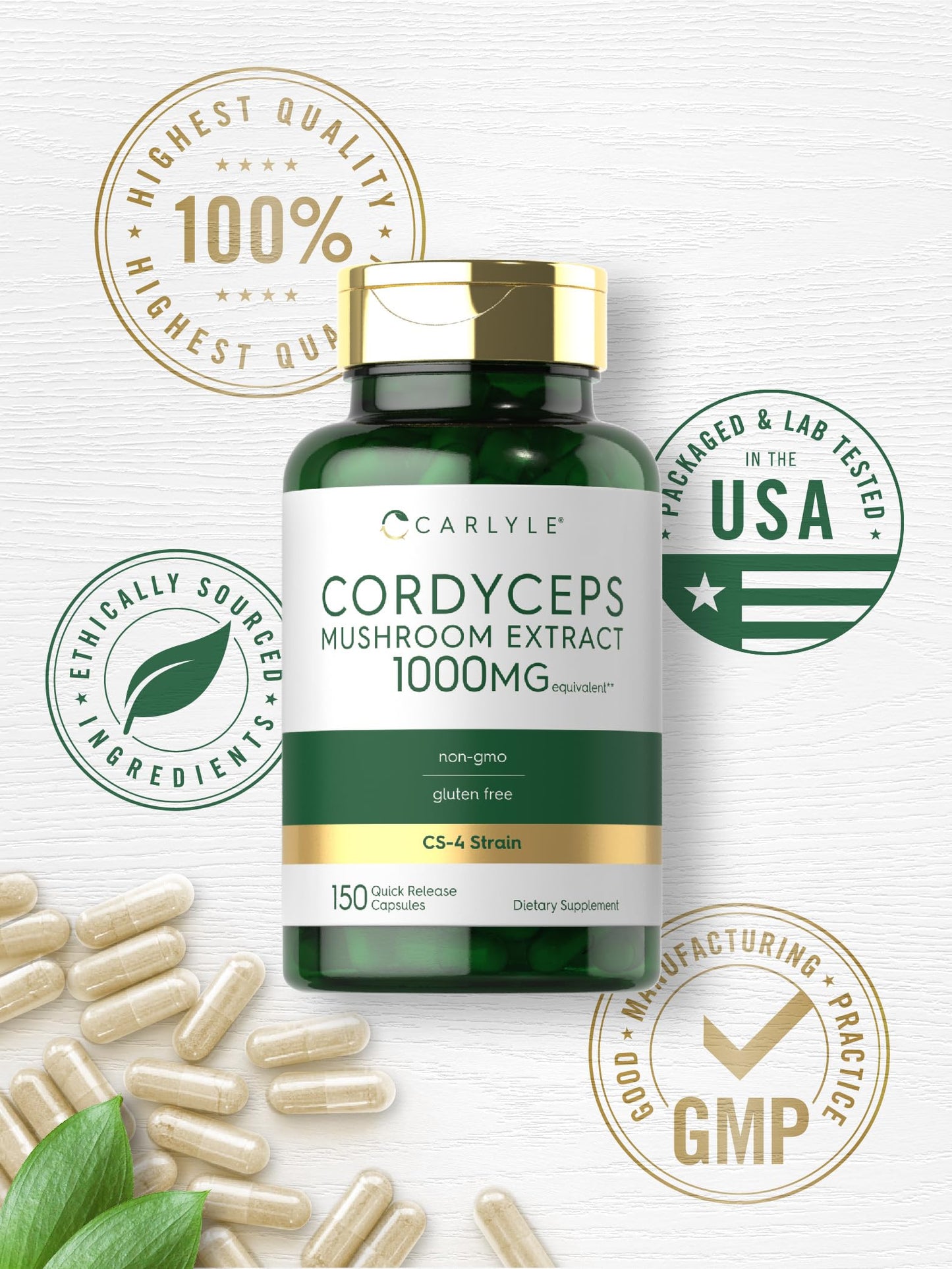 Carlyle Cordyceps Mushroom Capsules 150 Count