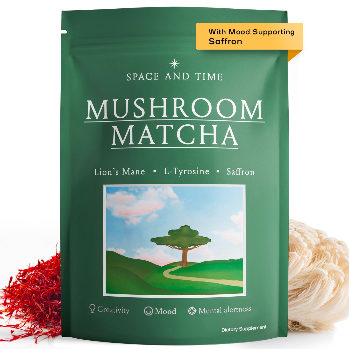 SPACE AND TIME Create Mushroom Matcha Tea Powder 5.25 Ounce
