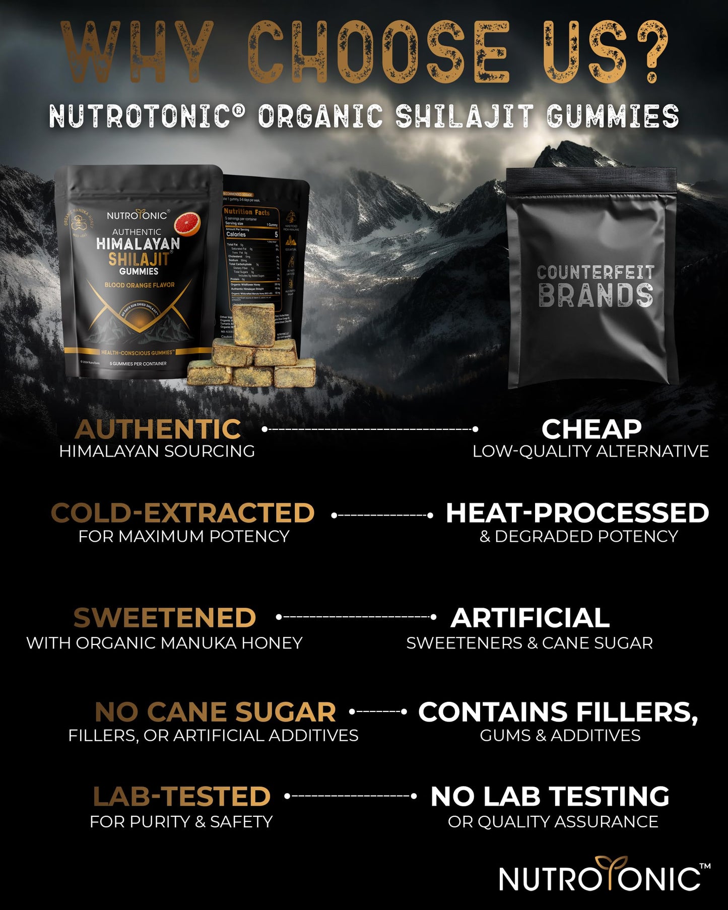 NutroTonic LLC Authentic Himalayan Shilajit Gummies Pack of 5