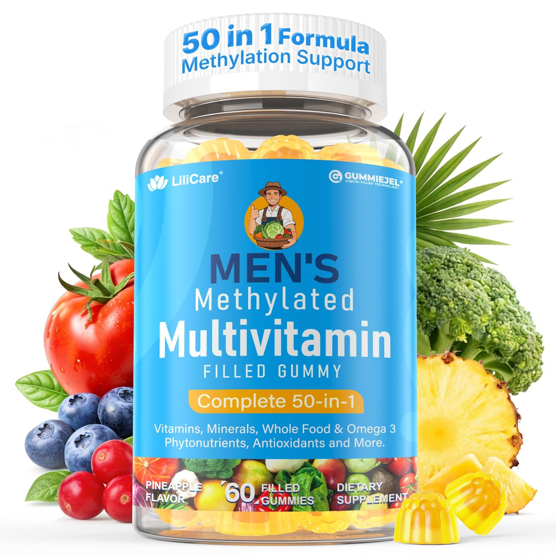 LILICARE Methylated Multivitamin for Men Gummies 60 Count