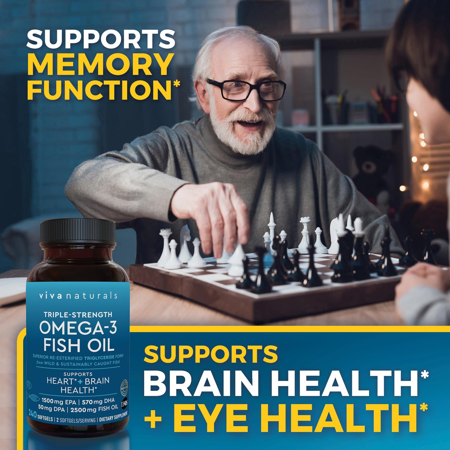 Viva Naturals Omega 3 Fish Oil Supplement Softgels 240 Count