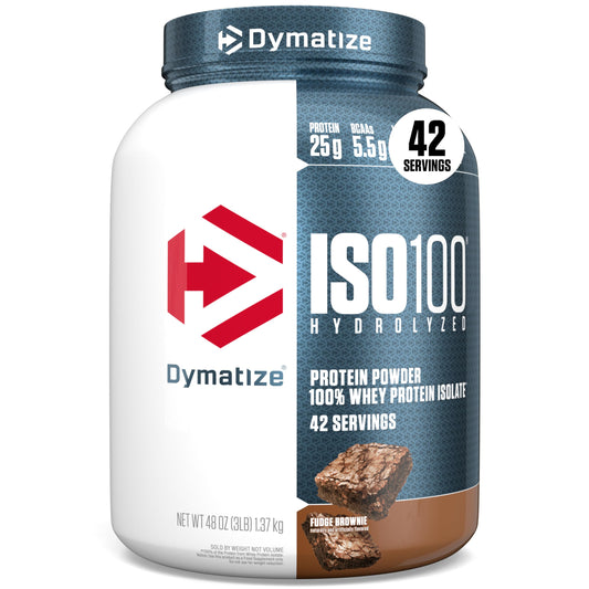 Dymatize ISO100 Whey Protein Isolate Powder, Fudge Brownie, 3 Pound, 48 Servings