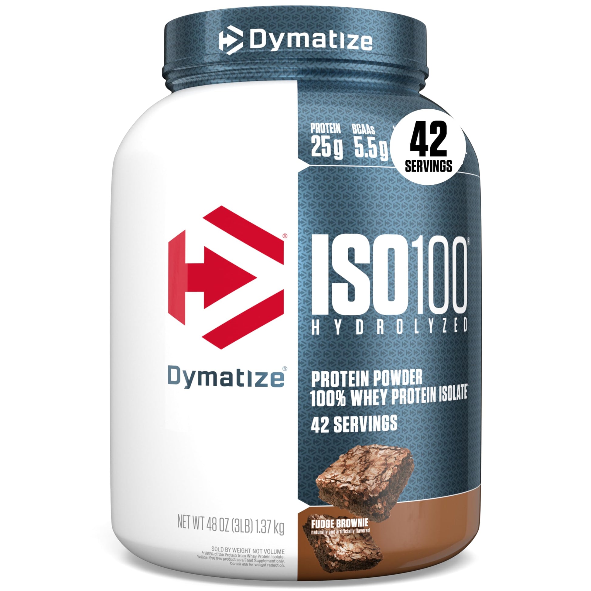 Dymatize ISO100 100% Whey Isolate Protein Powder, Fudge Brownie, 48 Servings
