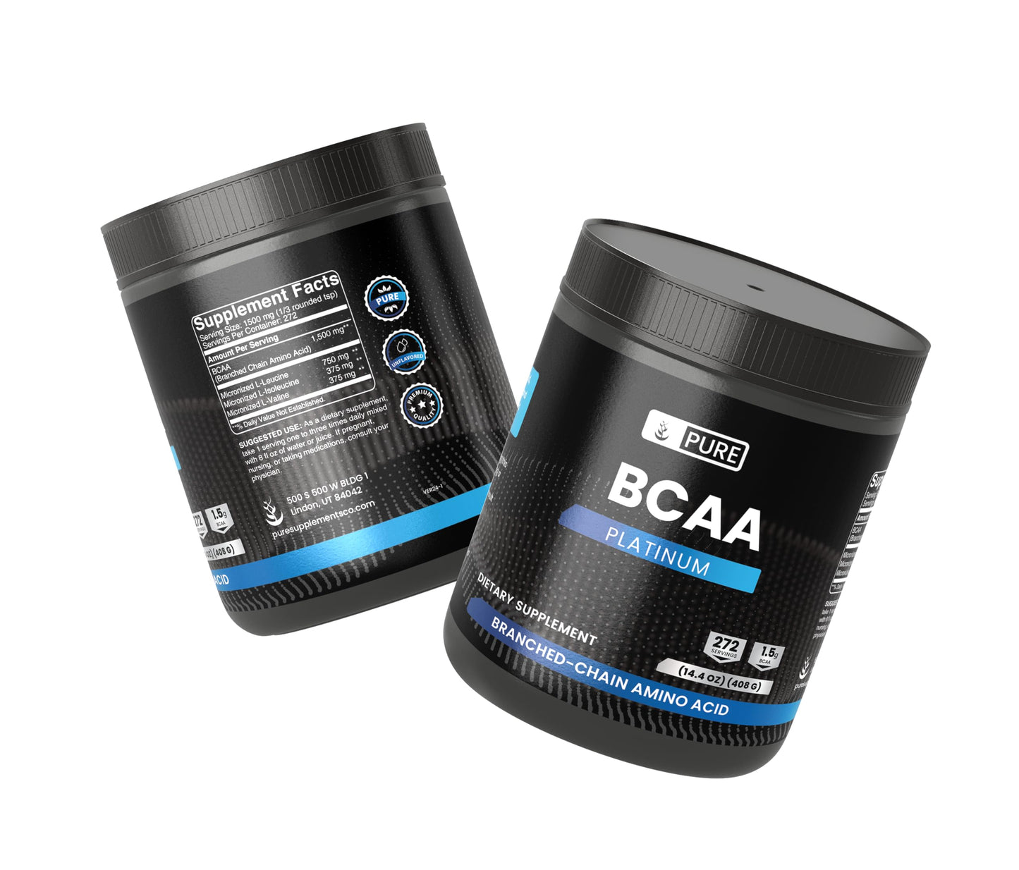 PURE ORIGINAL INGREDIENTS 2:1 BCAA Powder, 14.4 oz