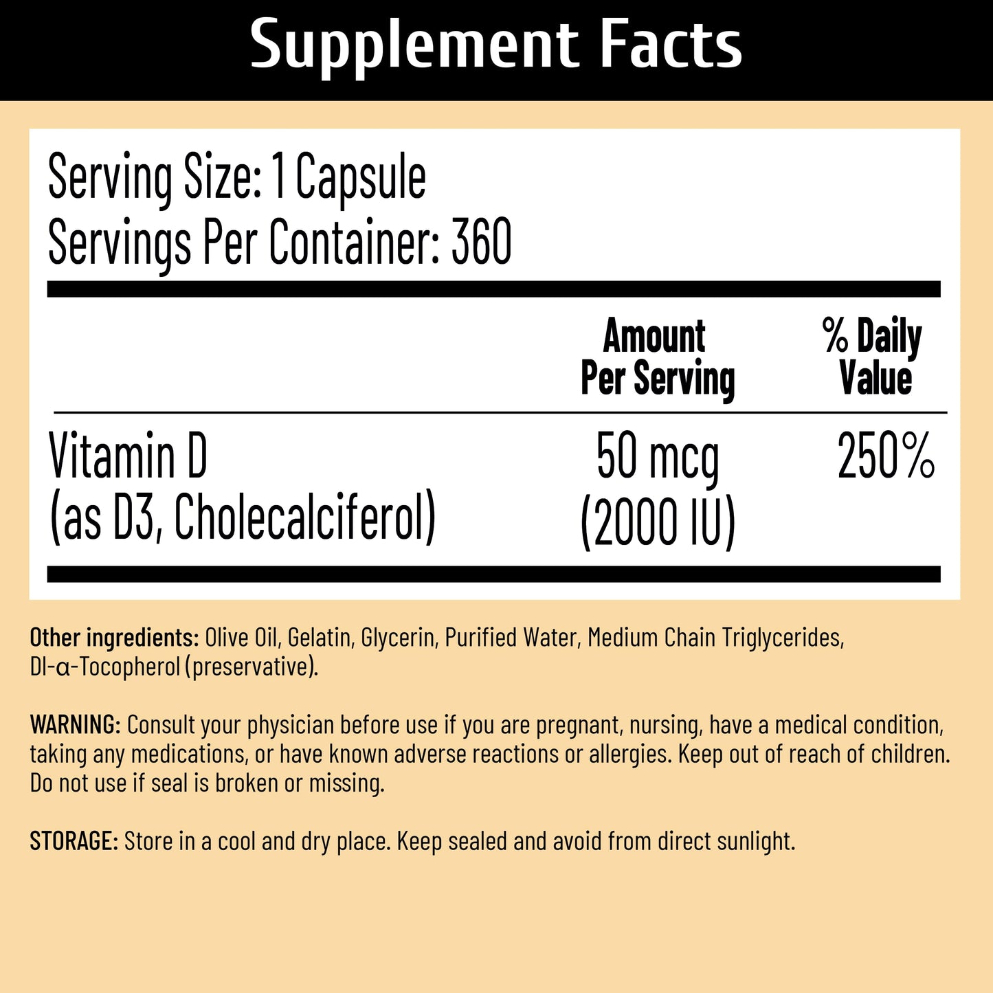NUTRITION29 Vitamin D3 2000 IU (50 mcg) Softgels, 360 Softgels