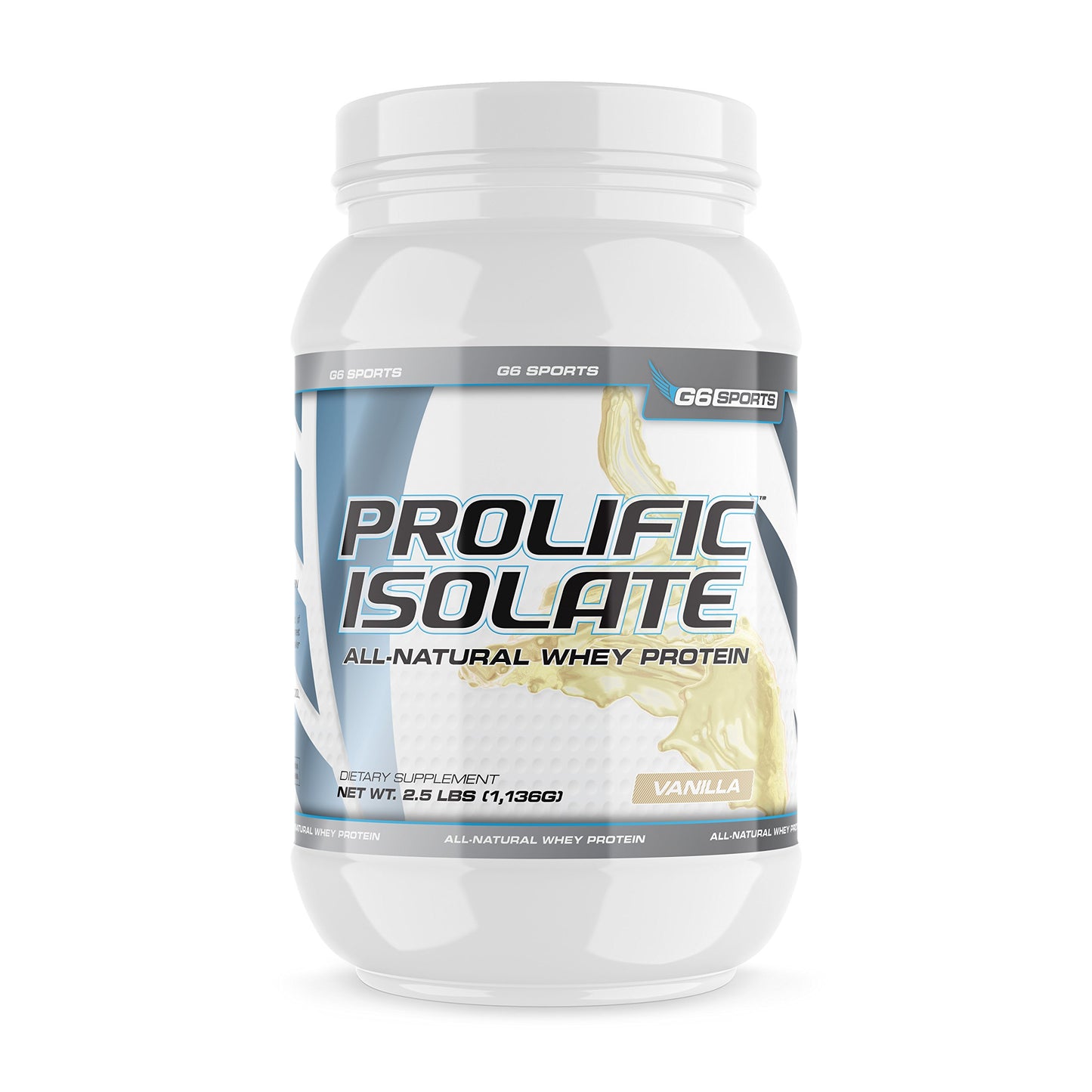 G6 Sports Prolific Isolate All Natural Whey Protein Isolate Powder, 40 Servings