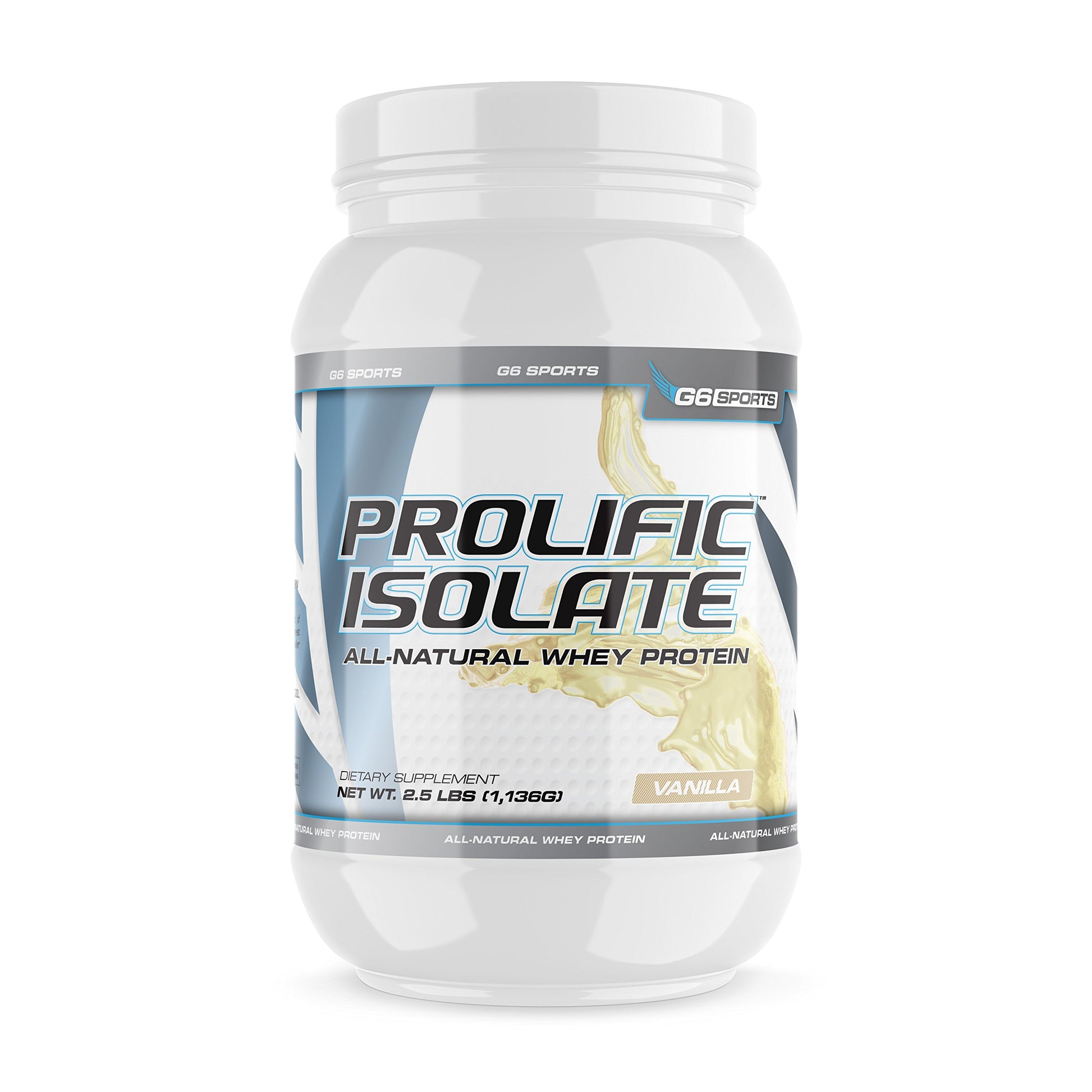 G6 Sports Prolific Isolate All Natural Whey Protein Isolate Powder, 40 Servings