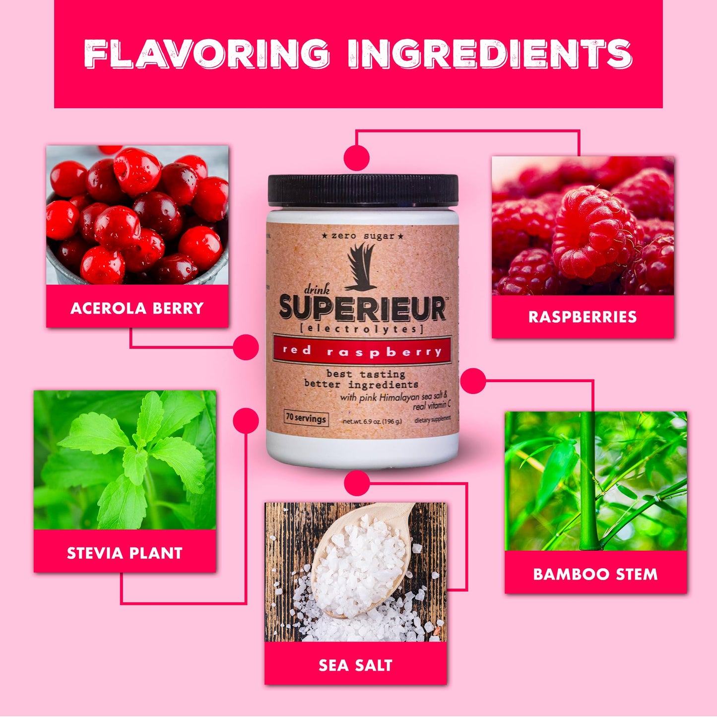 Superieur Sea Mineral Electrolyte Powder Raspberry 6.9