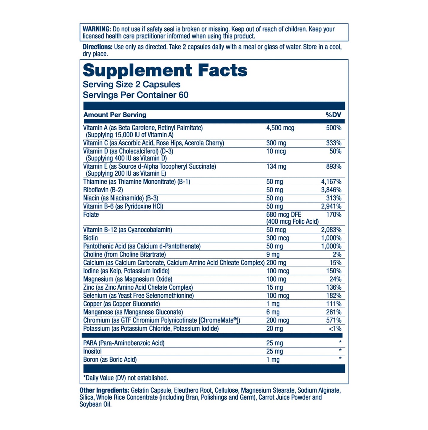 SOLARAY Twice Daily Multi Energy Multivitamin, Iron Free Capsule, 120 Count