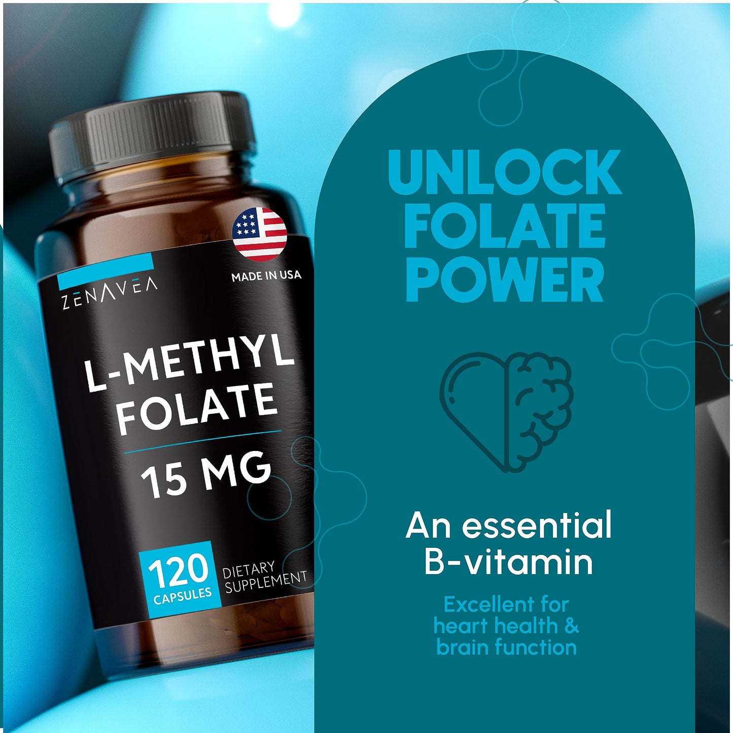 Zenavea L-Methylfolate 15mg Capsule, 120 Count