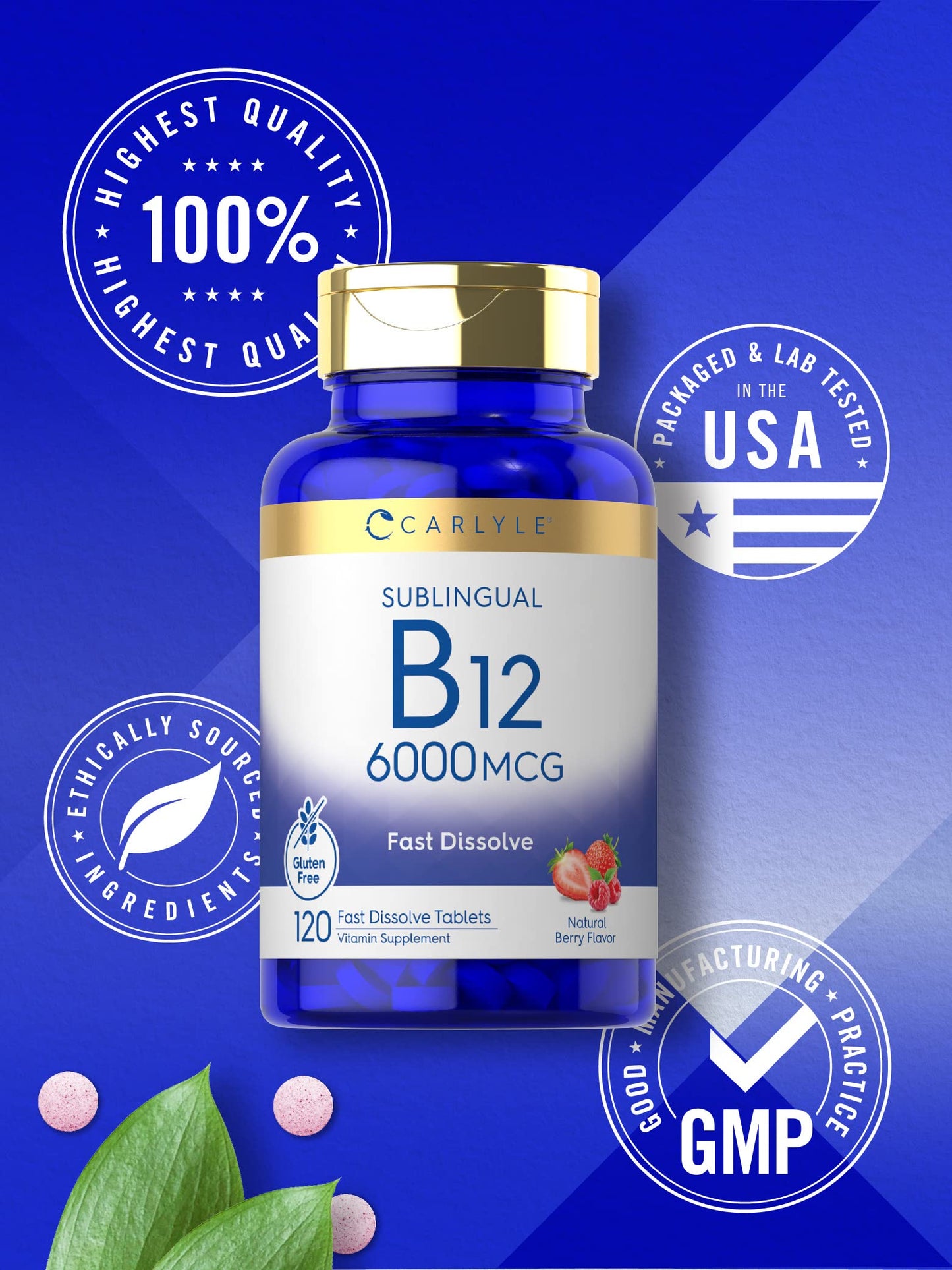 Carlyle Vitamin B-12 6000mcg Fast-Dissolve Tablets 120 Count