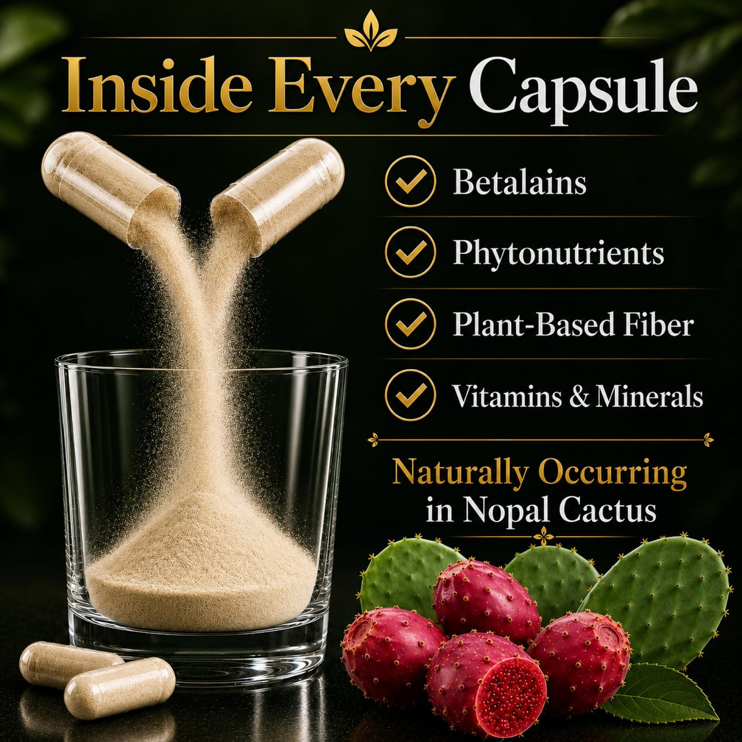 Natural Home Cures Premium Freeze-Dried Nopal Cactus Capsules, 120 Count