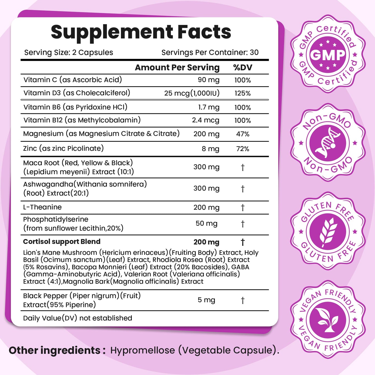 GTONGUOO Cortisol Supplements for Women, Stress Relief, Hormone Balance, 60 Capsules