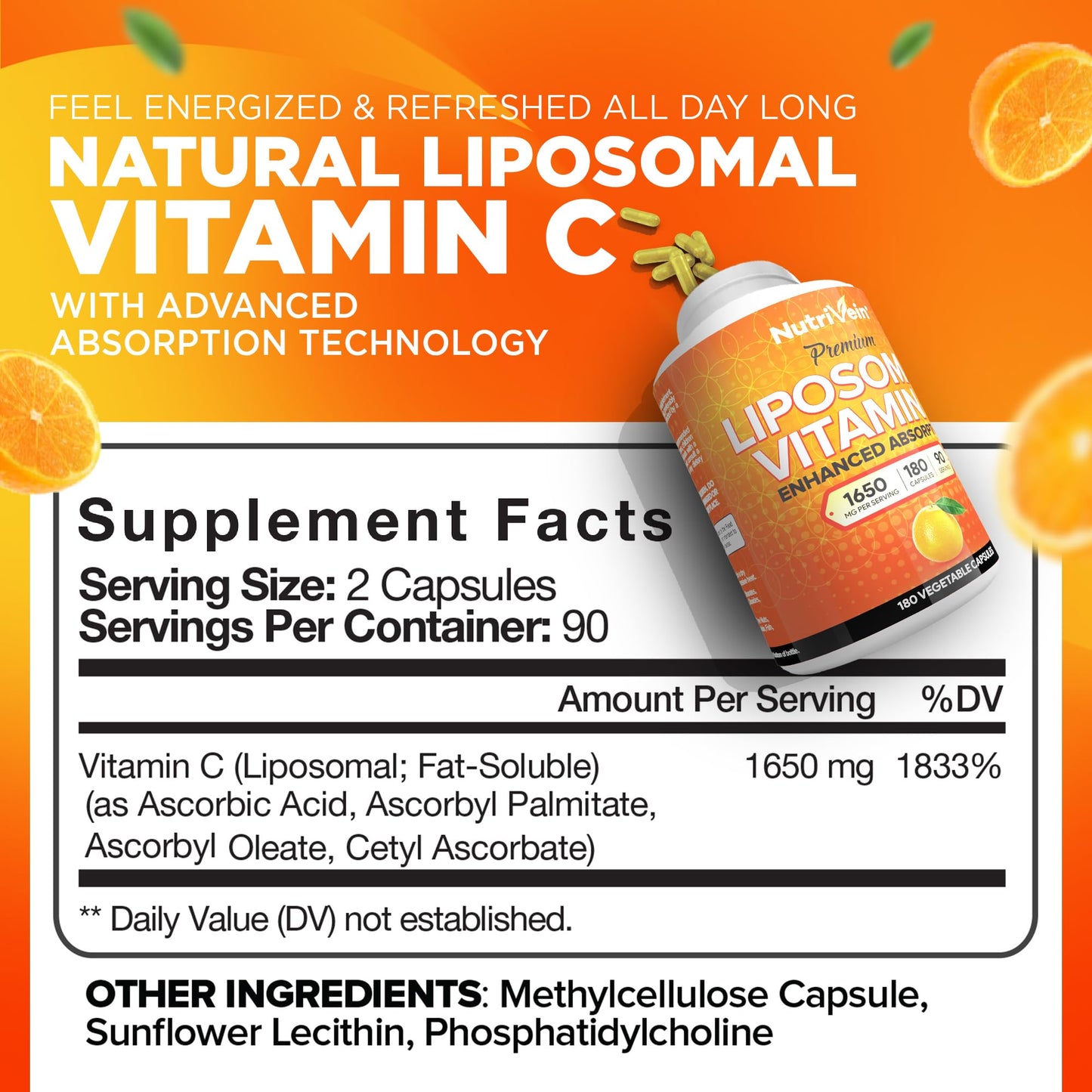 Nutrivein Apple Cider Vinegar Capsules & Liposomal Vitamin C Supplement Bundle, 300 Capsules