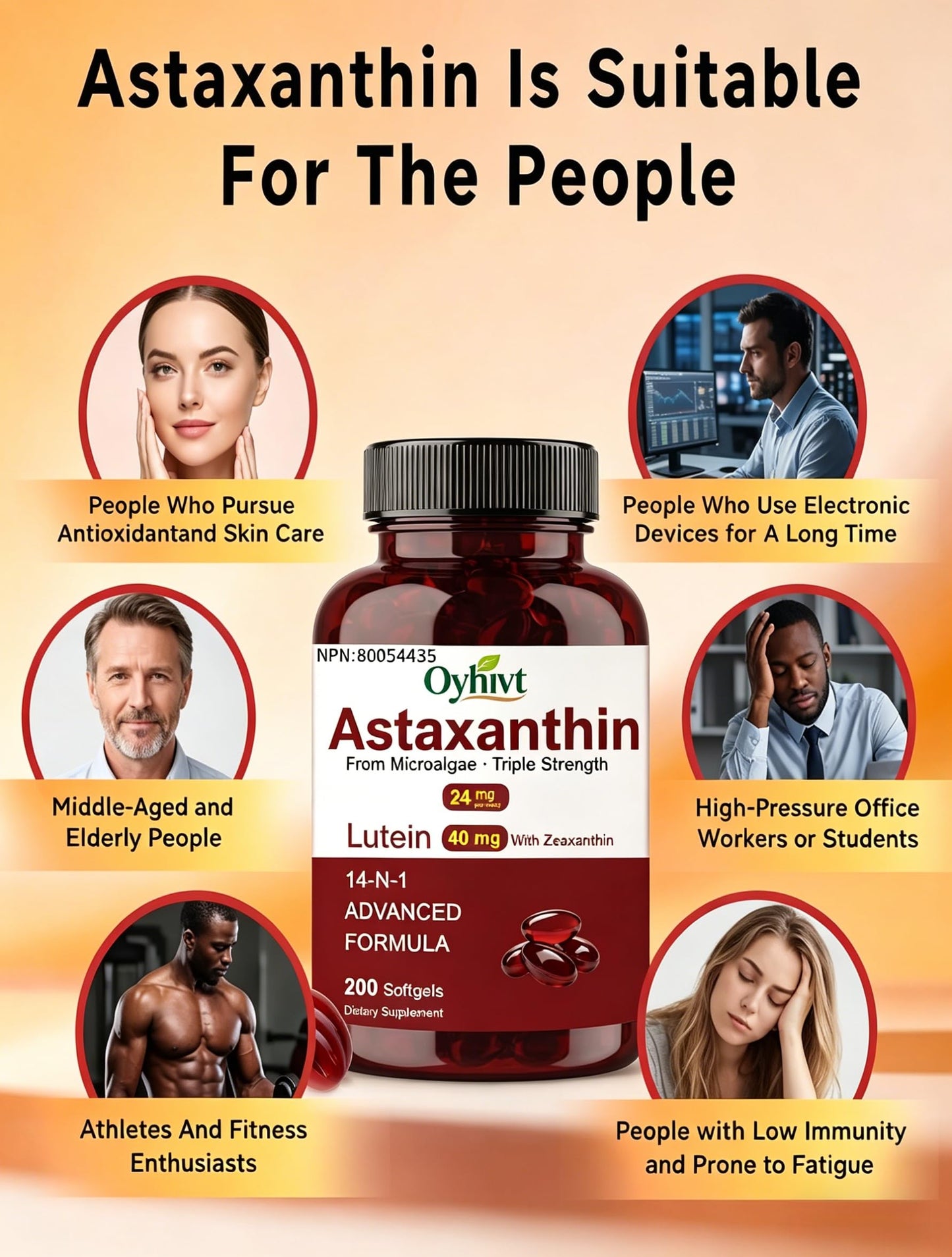 LFKULJ Astaxanthin 24mg Capsule, 200 Capsules