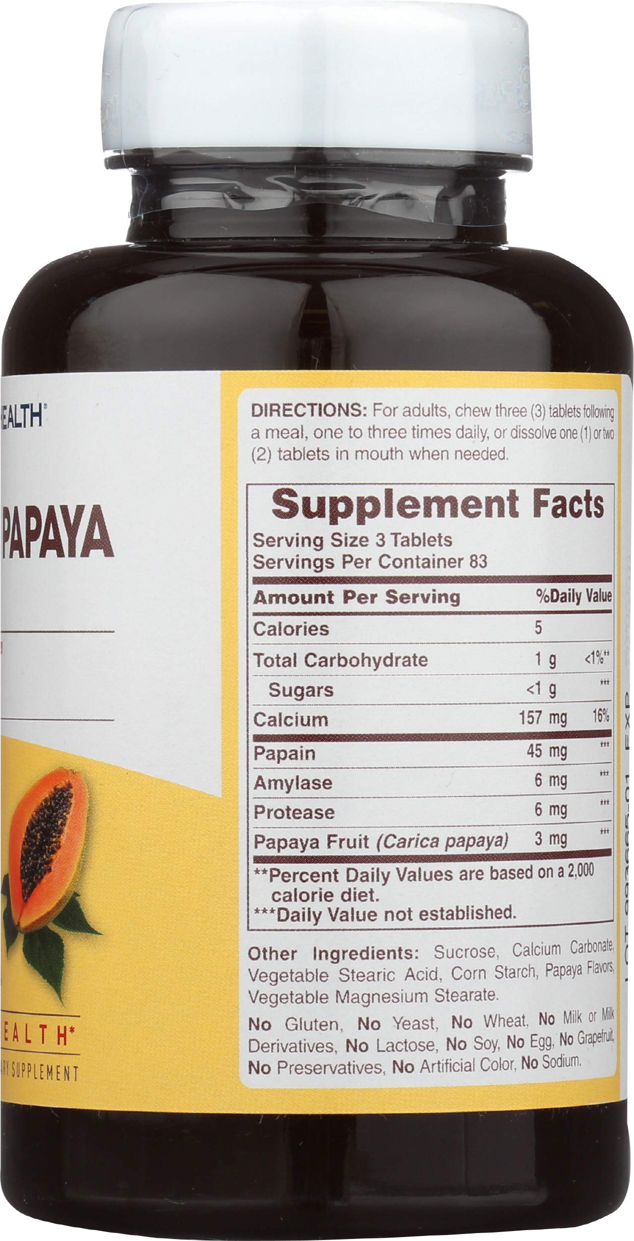 American Health Original Papaya Enzyme Chewables, 250 Count