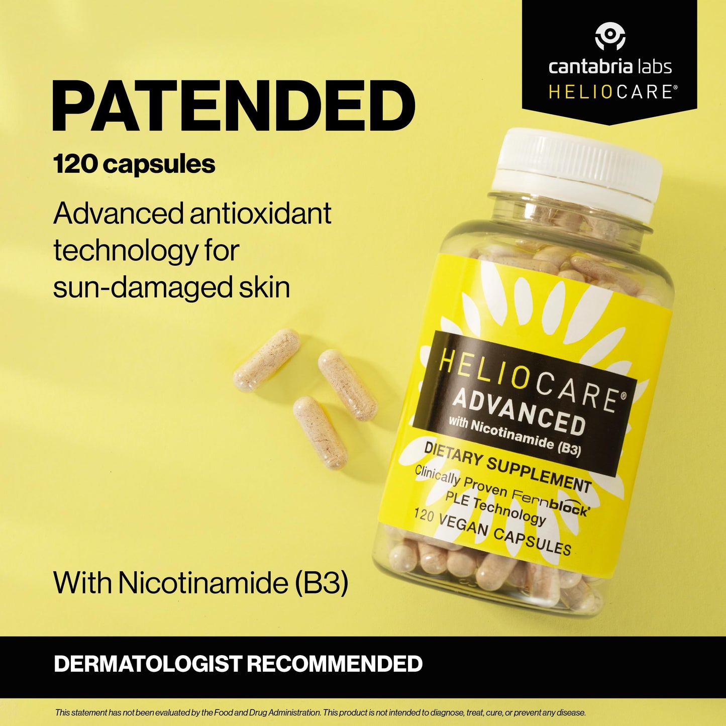 Heliocare Advanced with Nicotinamide Antioxidant Supplement Capsule, 120 Capsules
