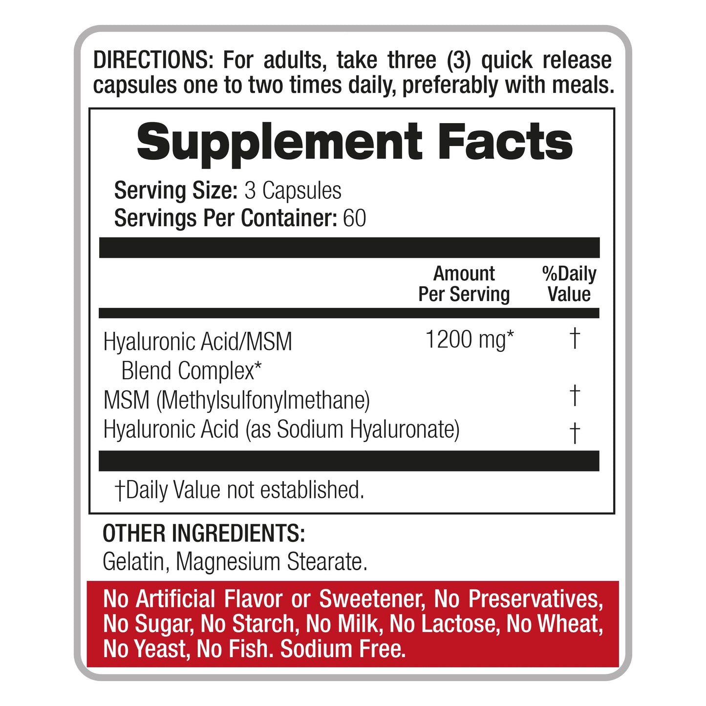 FITO MEDIC'S Hyaluronic Acid with MSM Capsules, 180 Capsules