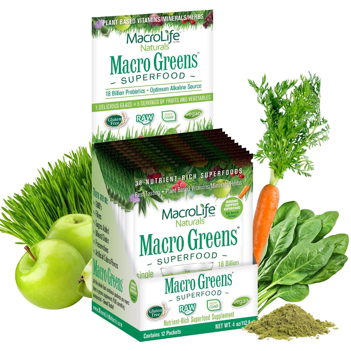 MacroLife Naturals Macro Greens Superfood Powder 4 Pack