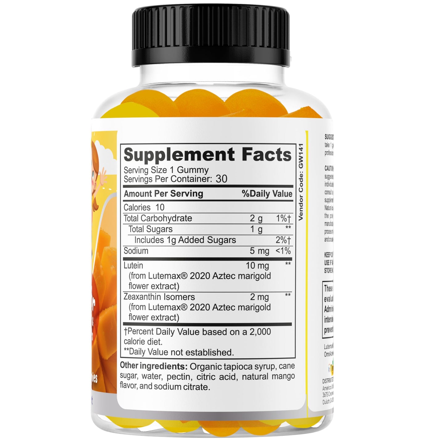 Therefore Lutein Gummies 12mg with Zeaxanthin Mango Flavor, 30 Gummies