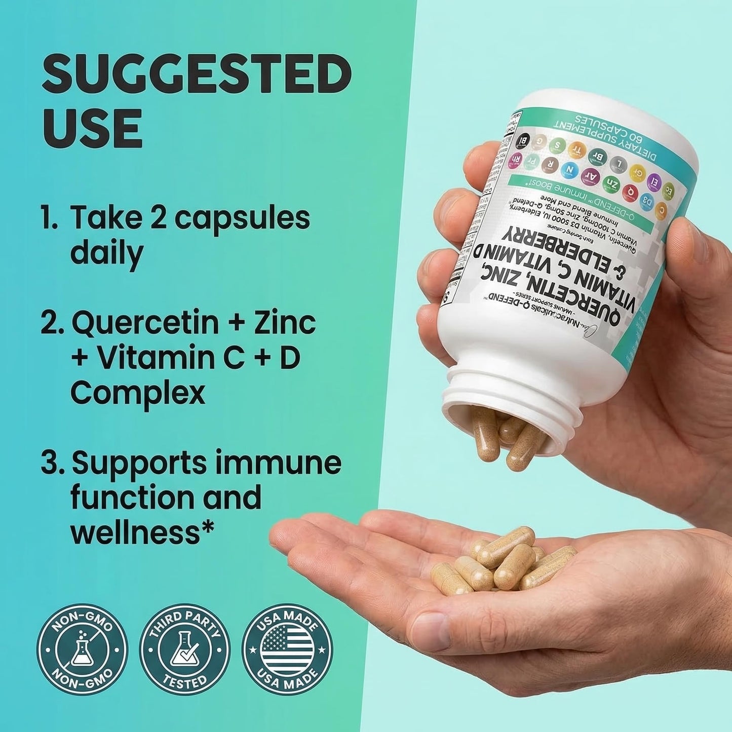 Clean Nutraceuticals Q Defend Quercetin Supplement Immune Support, 60 Capsules