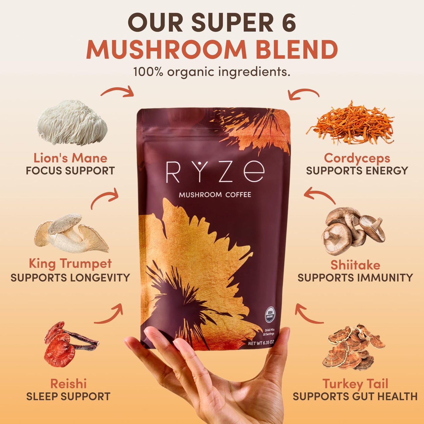 RYZE SUPERFOODS Mushroom Coffee Powder 6.3