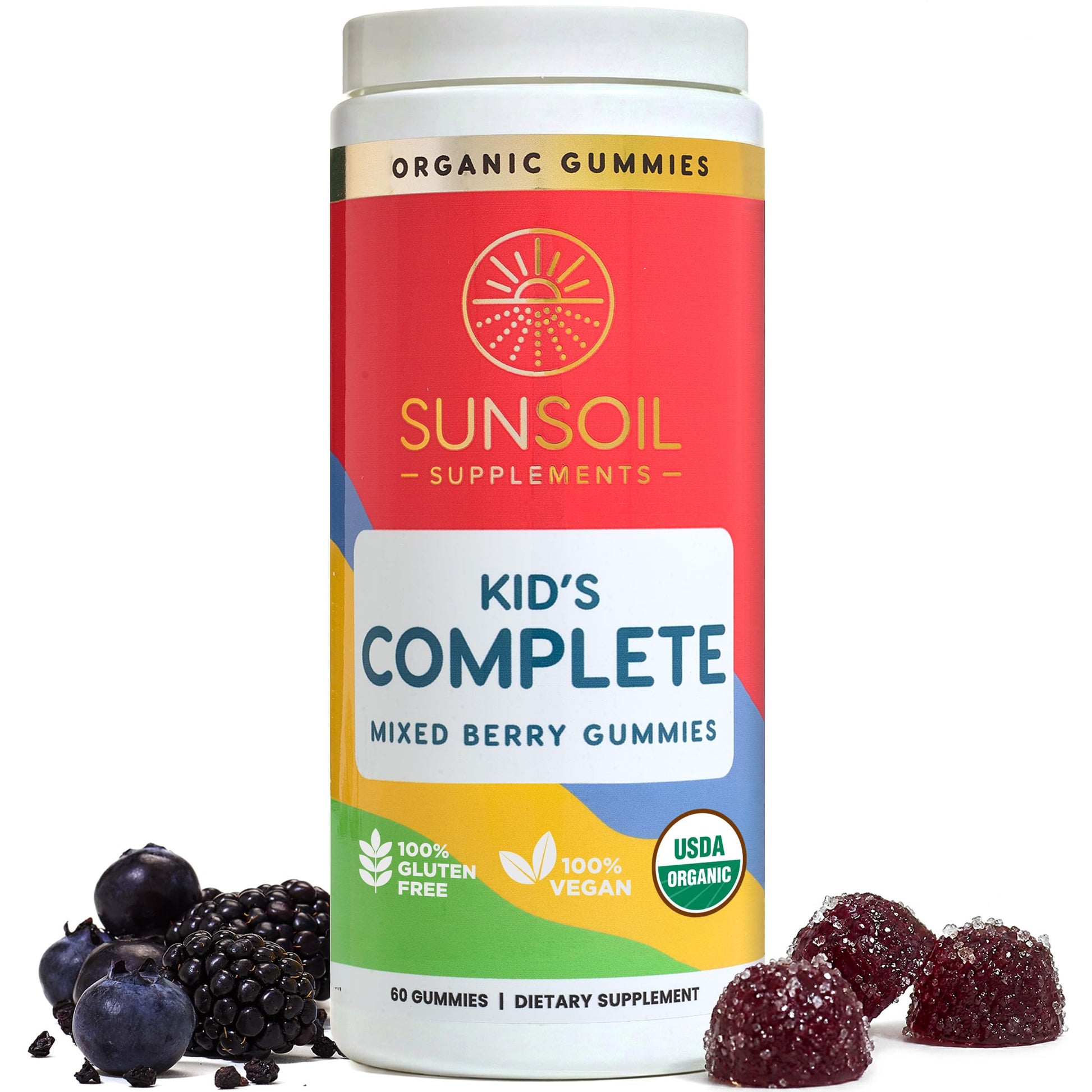 Sunsoil Supplements Kid's Complete Multivitamin Organic Gummies, 60 Count