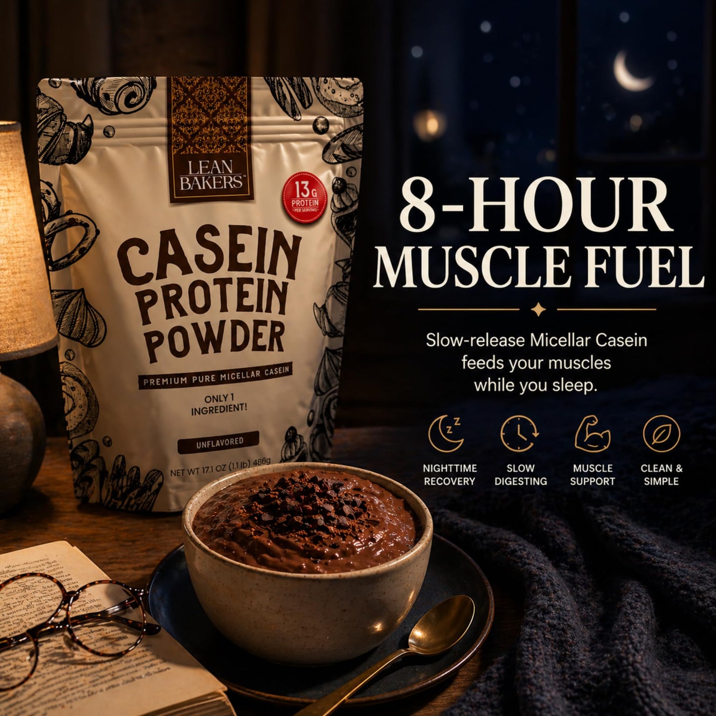 LEANBAKERS Pure Micellar Casein Protein Powder 17.1 oz