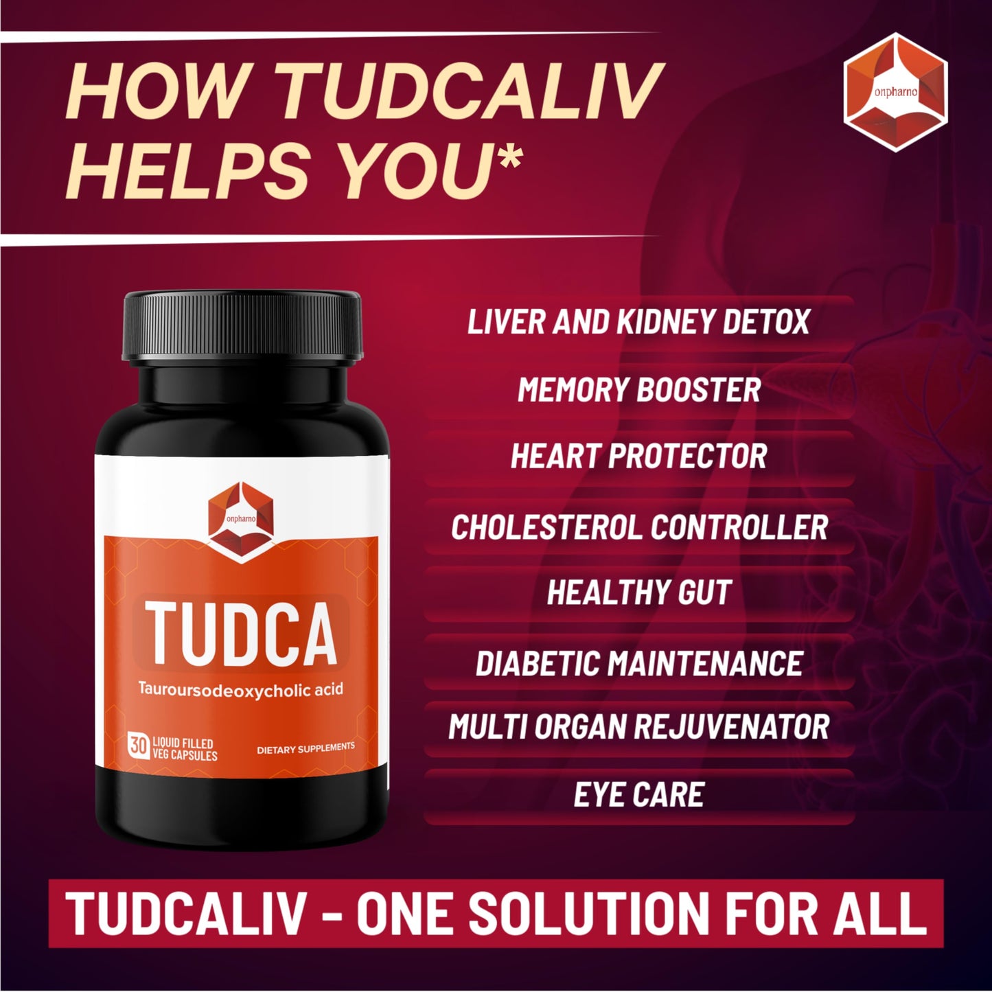 Onpharno TUDCA Supplement Capsules, 30 Count