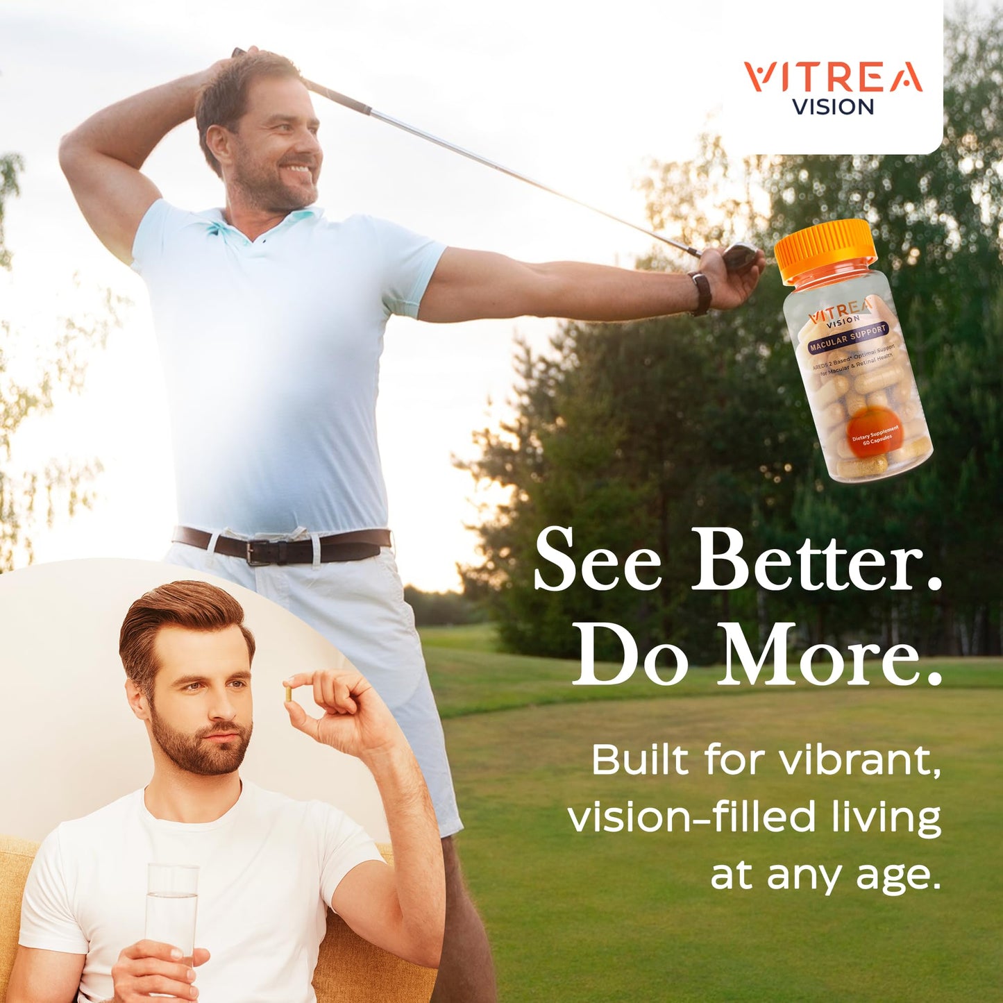 Vitrea Vision Macular Support AREDS2 Eye Supplement with Lutein, Zeaxanthin, Marigold & 13 Nutrients 60 Capsules