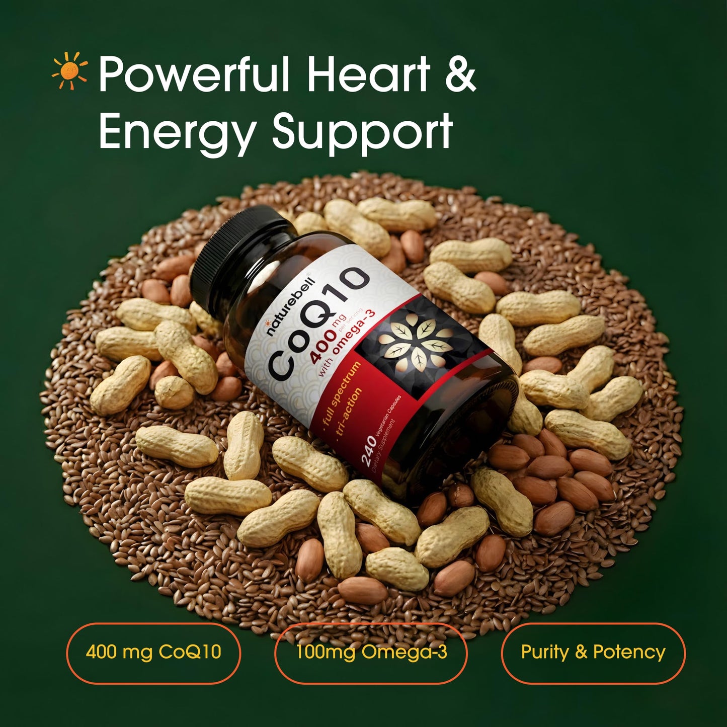 NatureBell CoQ10 400mg with Omega-3 Capsules, 240 Count