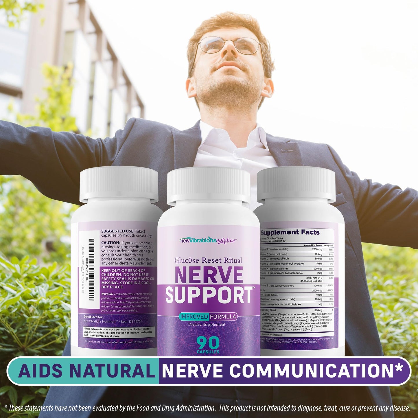 New Vibrations Nutrition Glucose Reset Ritual Nerve Support Capsule, 90 Capsules
