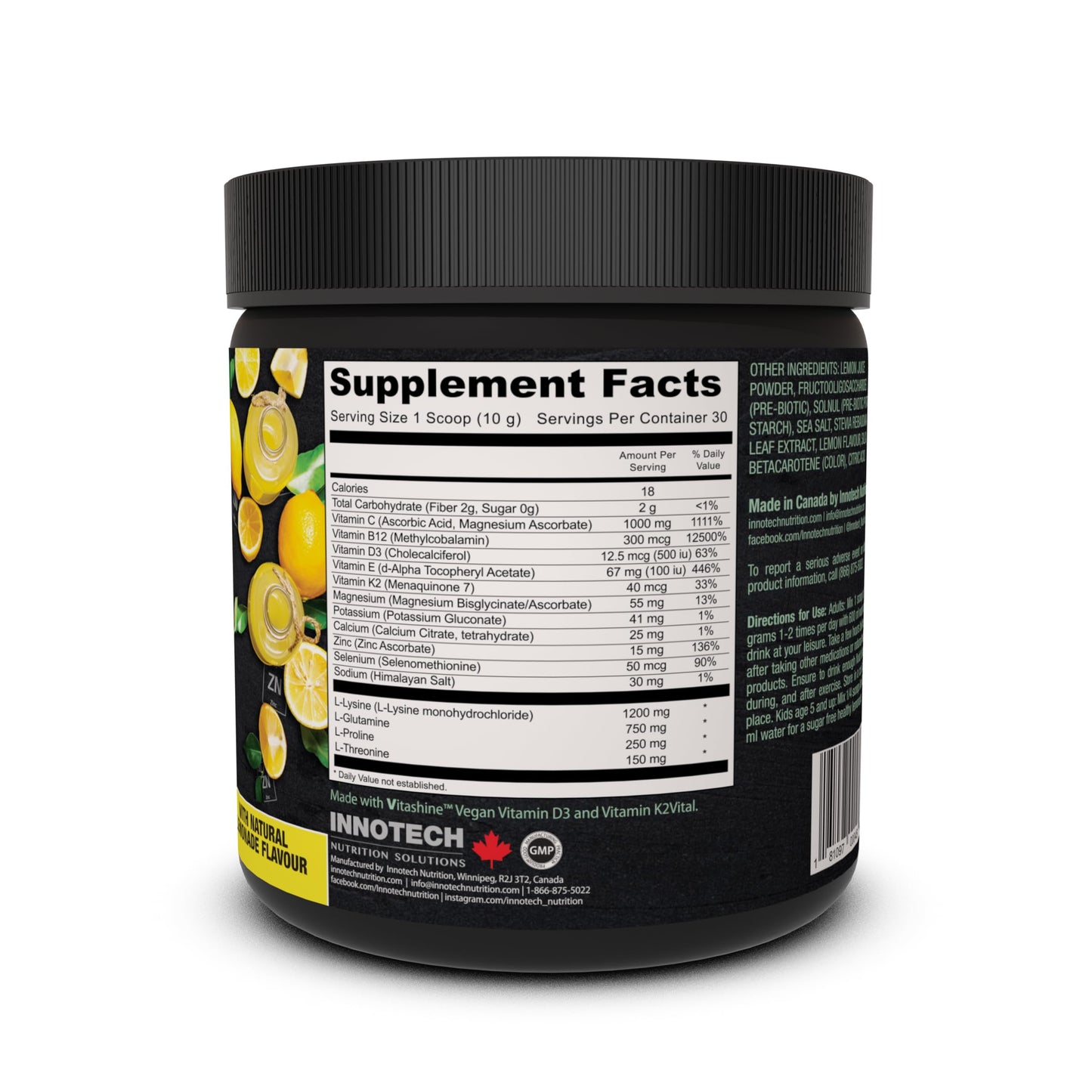 Innotech Nutrition Solutions Immune Essentials Immune Support & Hydration Zinc Vitamin D3 & Vitamin C Healthy Lemonade Powder, 10.6 oz