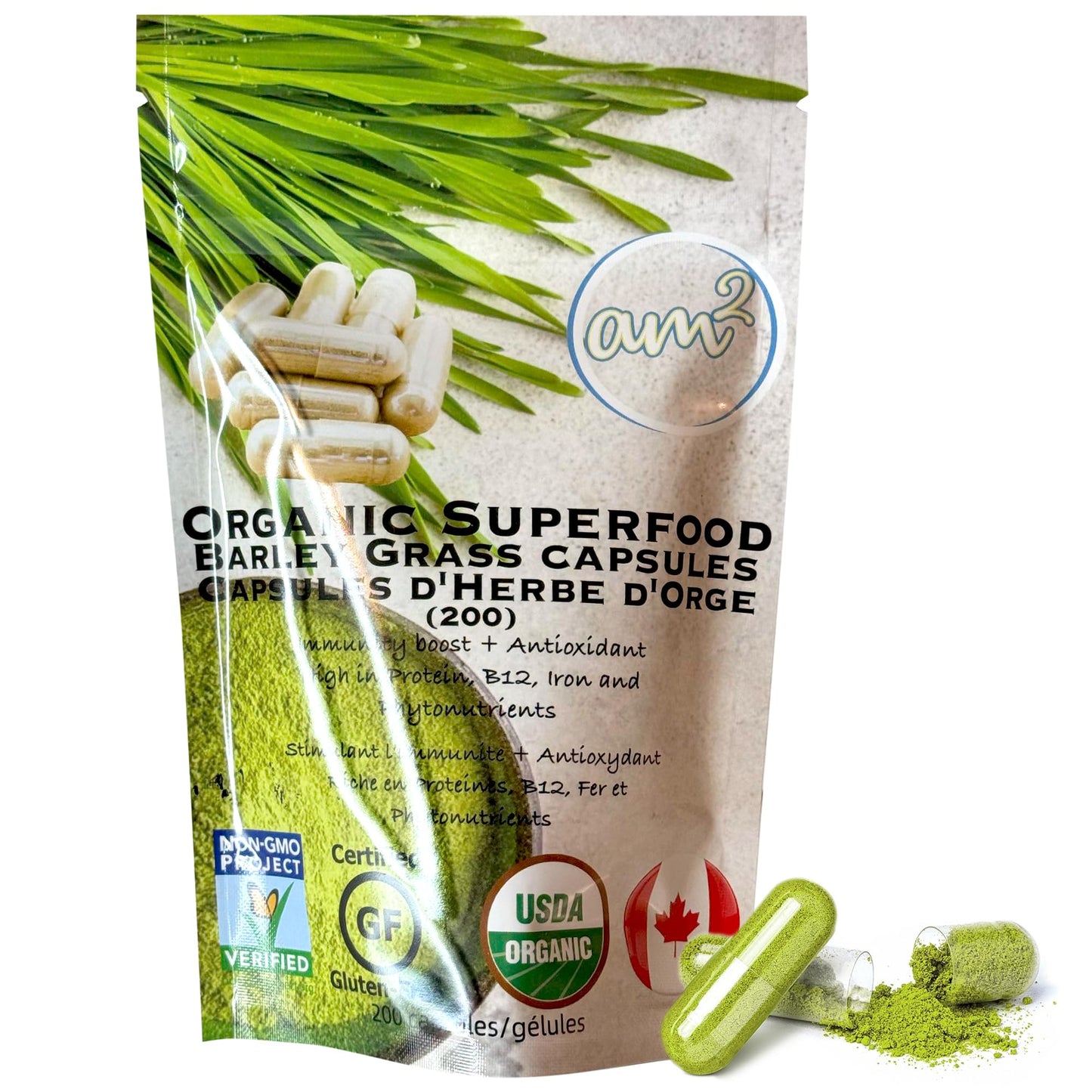 am2 Organic Barley Grass 200 Capsules