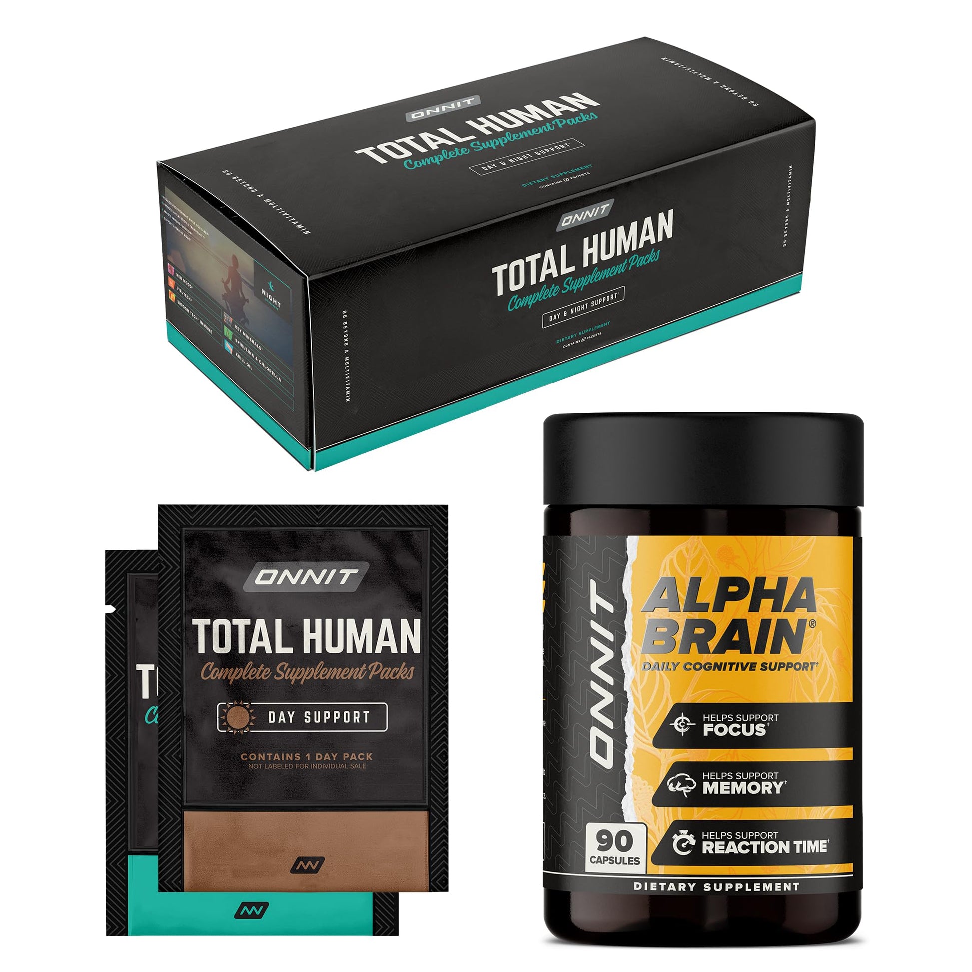 ONNIT Alpha Brain & Total Human Bundle Capsules 150 Count