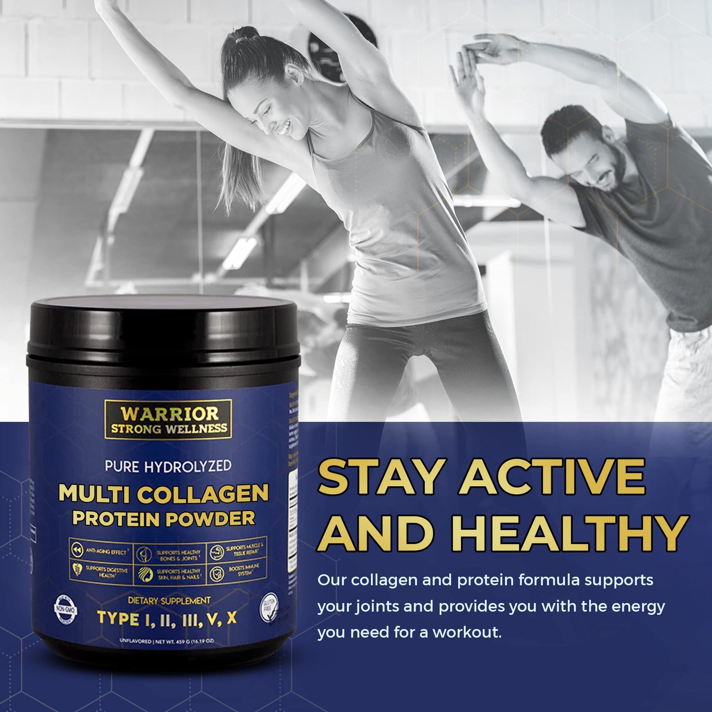Warrior Strong Wellness Pure Hydrolyzed Multi Collagen Protein Powder, 1.01 Pound