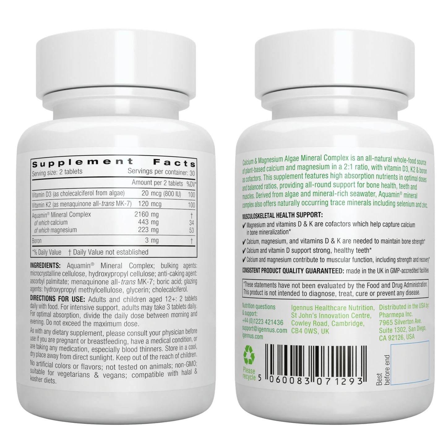 Igennus Healthcare Nutrition Multivitamin & Minerals for Women + Calcium & Magnesium Complex Vegan Bundle, Sustained Release Advanced Multivitamin + 2:1 Plant Based Algae Mineral Complex Capsules, 2 Capsules