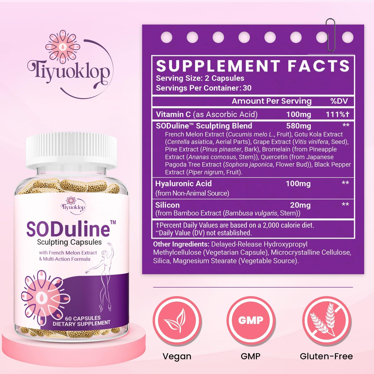 Tiyuoklop SODuline Sculpting Capsules with French Melon SOD & Phyto Beadlets, 240 Count
