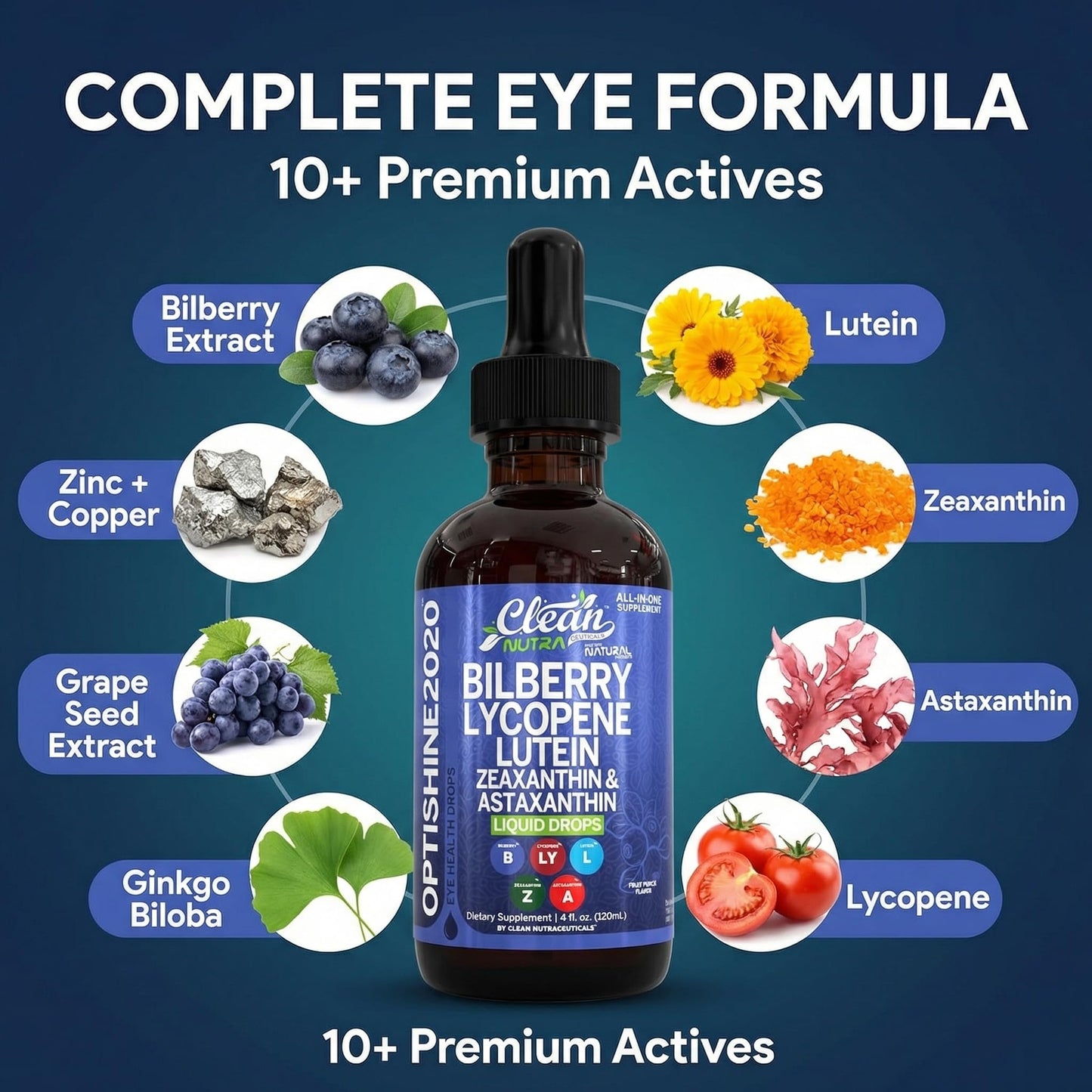 Clean Nutraceuticals Lutein and Zeaxanthin Eye Vitamins Supplement Capsules 120