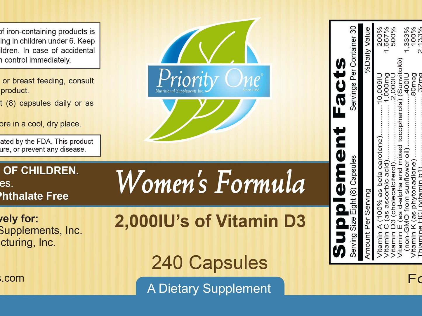 Priority One Women's Formula Capsules 240