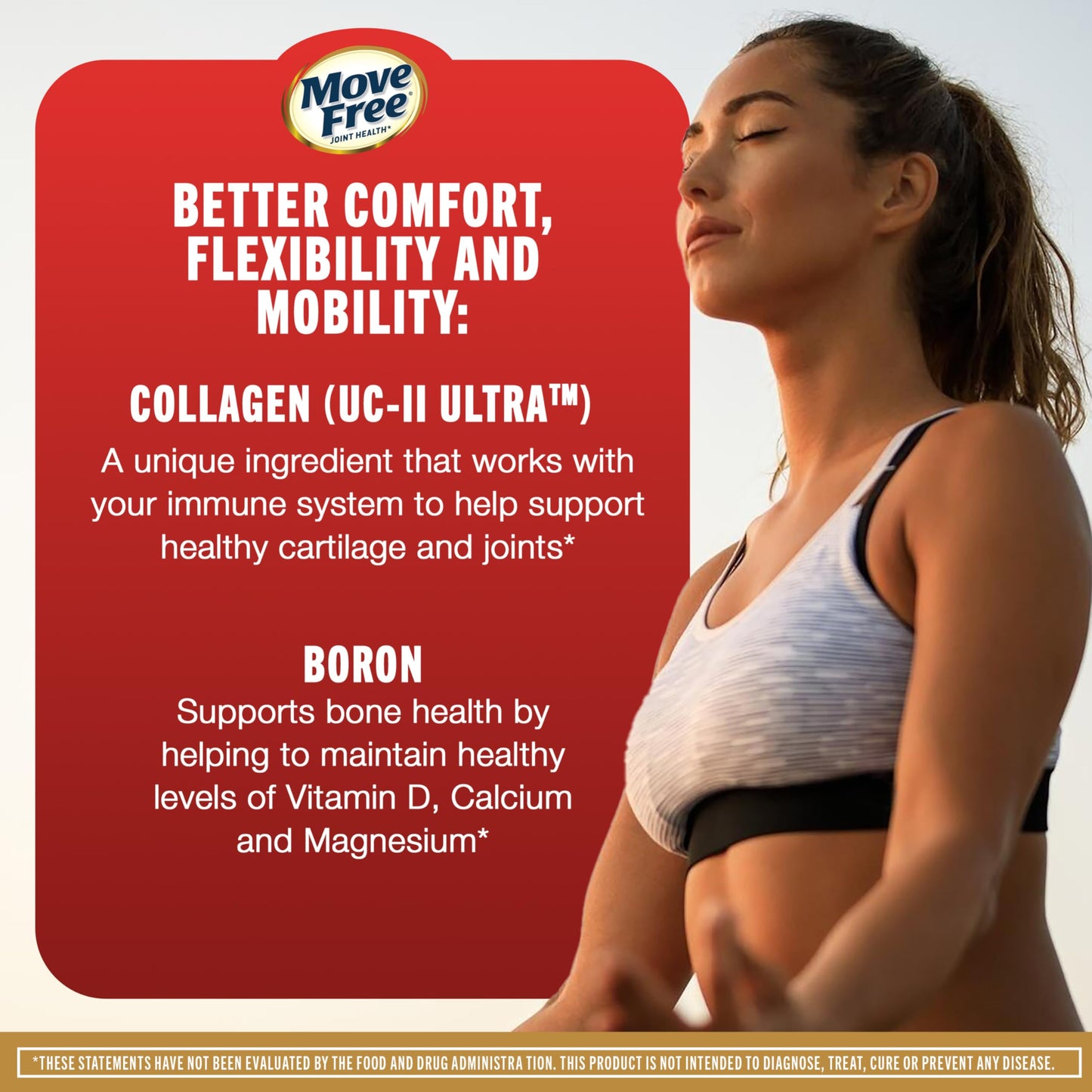 Move Free Ultra Triple Action Joint Support Supplement Tablet, Type II Collagen, Boron & Hyaluronic Acid, 64 Tablets