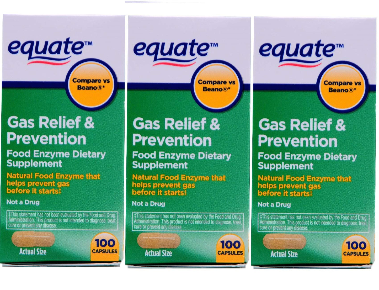 RNATFLU Equate Gas Bloating Relief and Prevention, Food Enzyme Dietary Supplement Capsules 300