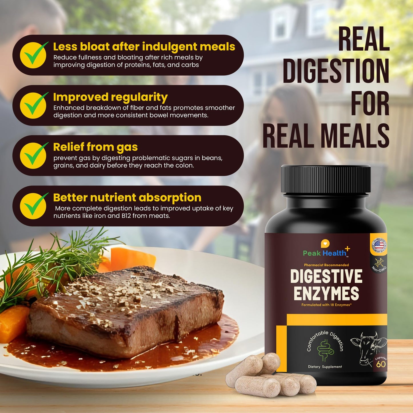 Peak Health Digestive Enzymes Capsule 60 Count